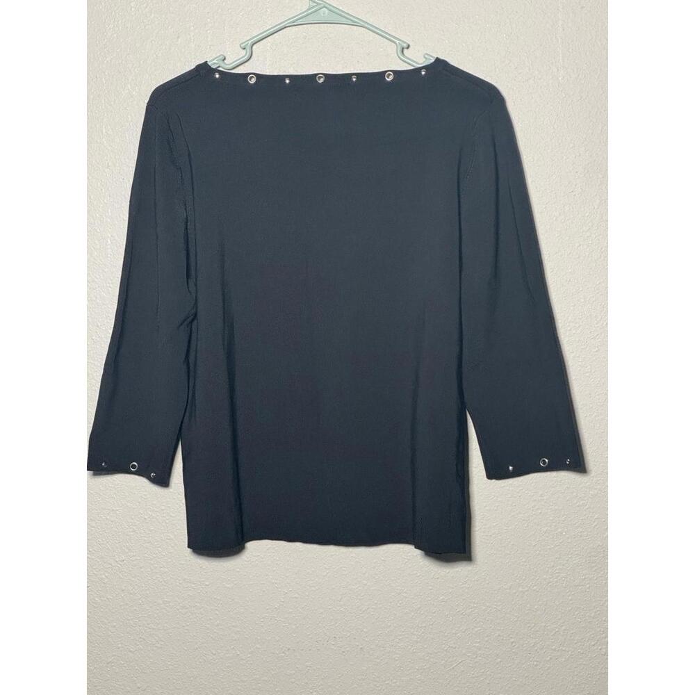Kikit Womens top Extra Large Black Silver Grommet Disc Trim Edgy Office Work - Picture 4 of 15